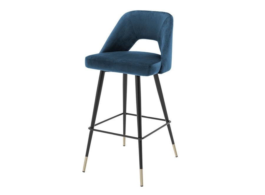 Bar chair 'Avorio' - Roche blue velvet
