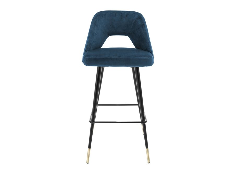 Bar chair 'Avorio' - Roche blue velvet