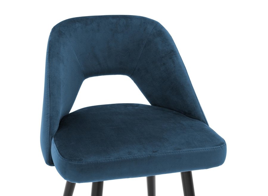 Bar chair 'Avorio' - Roche blue velvet