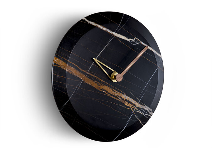 Design Wall Clock Bari -Black Marble