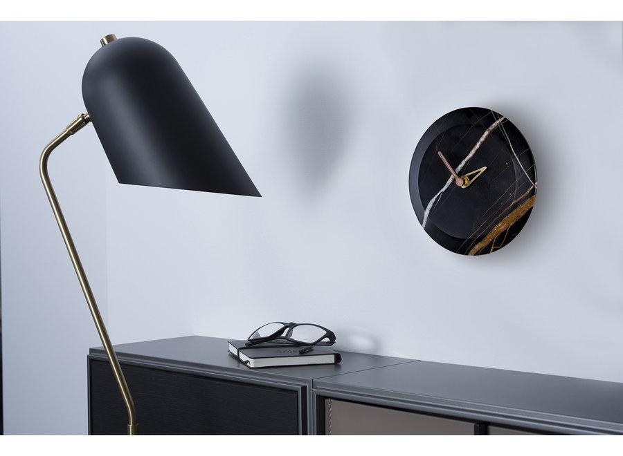 Design Wall Clock 'Bari' - Black Marble