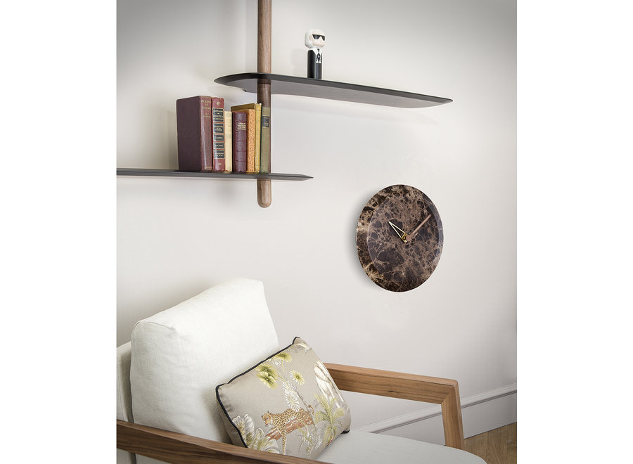 Design Wall Clock 'Bari' - Brown Marble