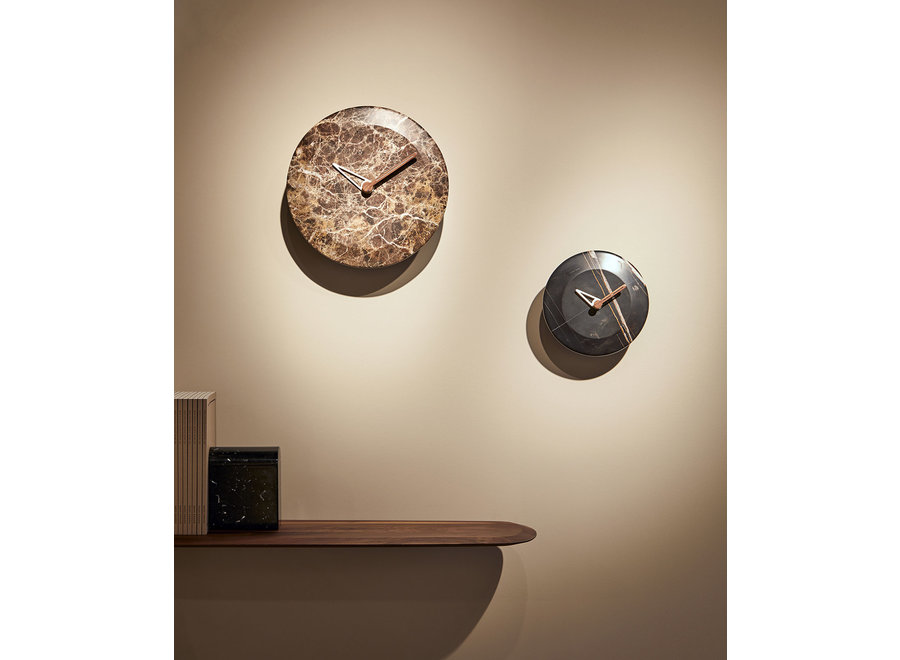 Design Wall Clock 'Bari' - Brown Marble