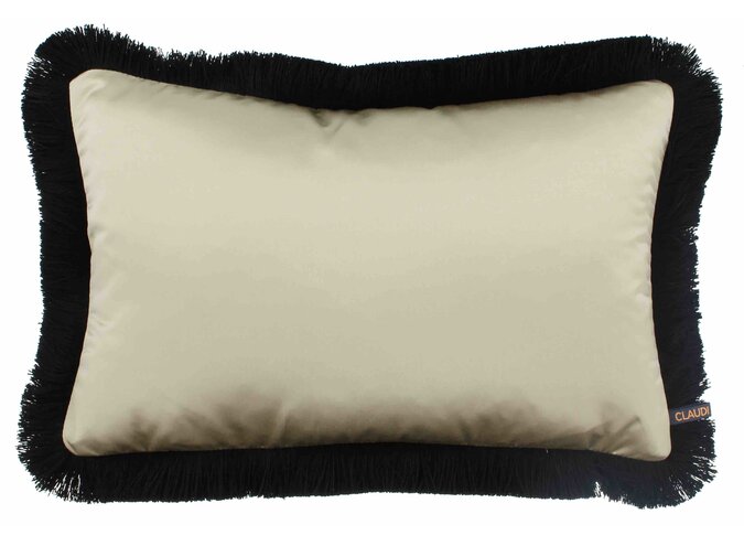 Coussin Dafne Gold + Fringe Black