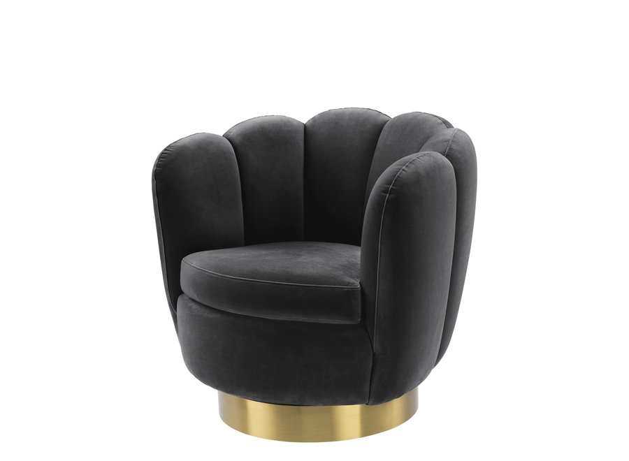 Swivel chair 'Mirage' - Savona Dark Grey Velvet