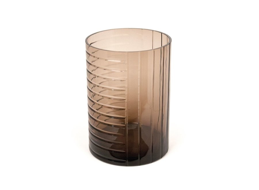Windlicht / Vase 'Brown' aus Glas - H25 x T18 cm