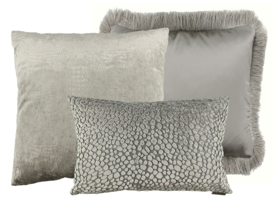 Cushion combination Sand/Taupe: Esta, Speranza & Dafne + fringe