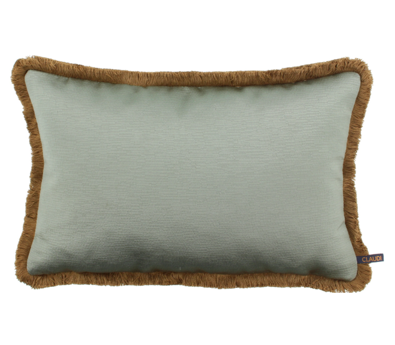 Claudi Throw Pillow Sarina Grey Mint Fringe Wilhelmina Designs