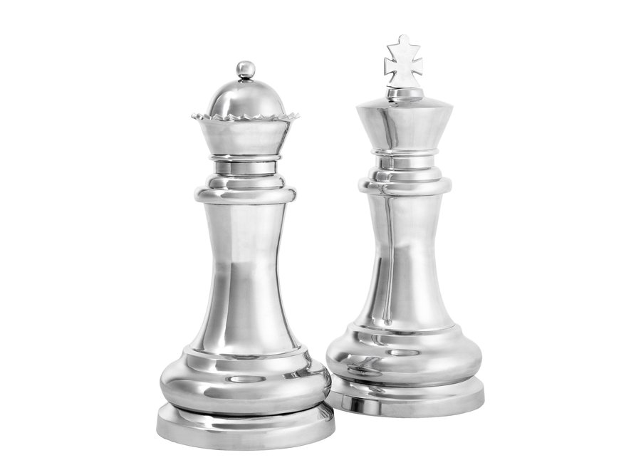 Decoratie set 'Chess King & Queen' bestaat uit 2 grote schaakstukken