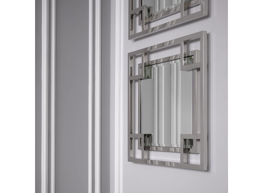 Quadratischer Spiegel 'Morris' aus hochglanz polierter Stahl 90x 90x D. 5cm