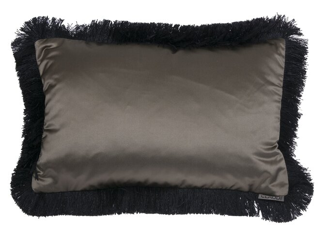 Cushion  Dafne Olive 43 + Fringe Black