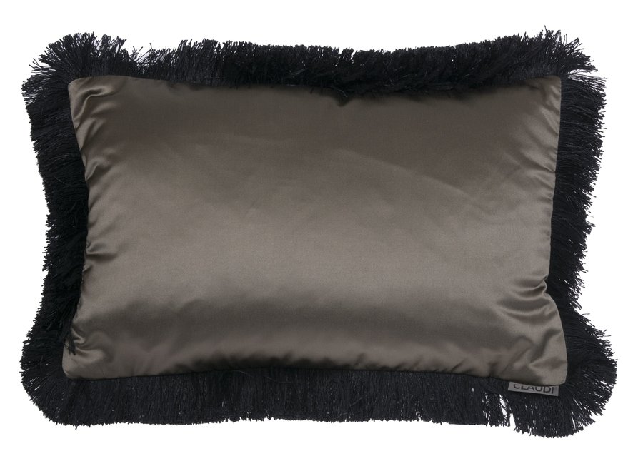 Decorative cushion Dafne Olive 43 + Fringe Black