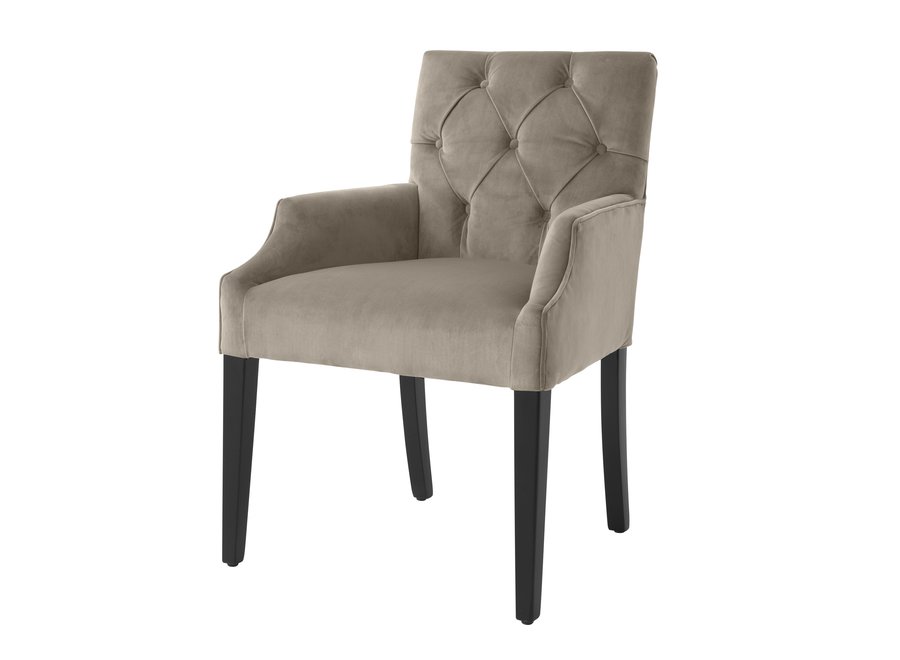 Dining Chair Atena with armrest - Greige Velvet