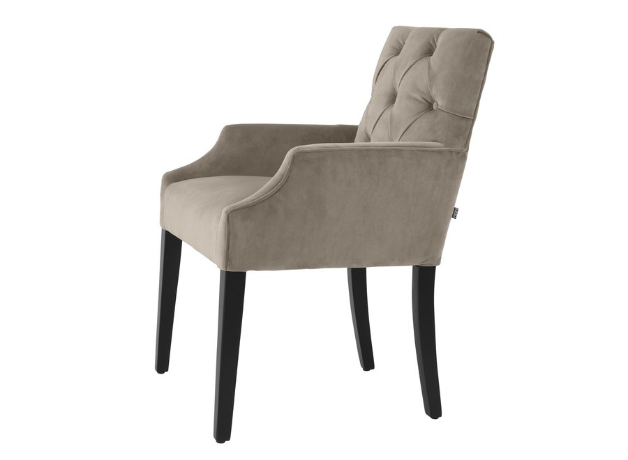 Dining Chair 'Atena' with armrest - Greige Velvet