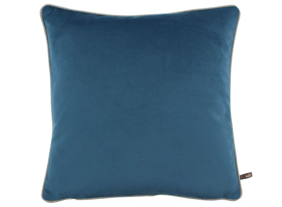 Coussin décoratif Rosana Vintage Blue + piping Sand