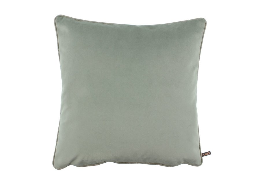 Coussin décoratif Rosana Celadon + piping Sand