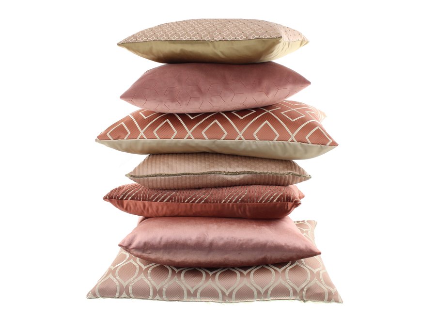 Decorative cushion Astrid Ash Rose + Piping Gold