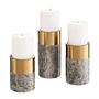 Porte-bougies Sierra, Set of 3 -  Grey/Brass