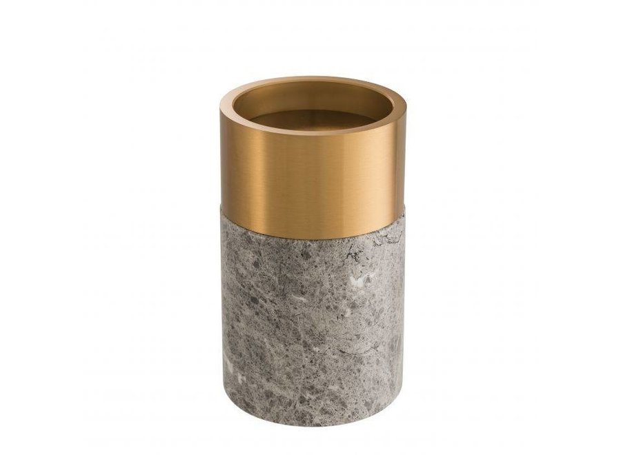 Porte-bougies Sierra, Set of 3 -  Grey/Brass