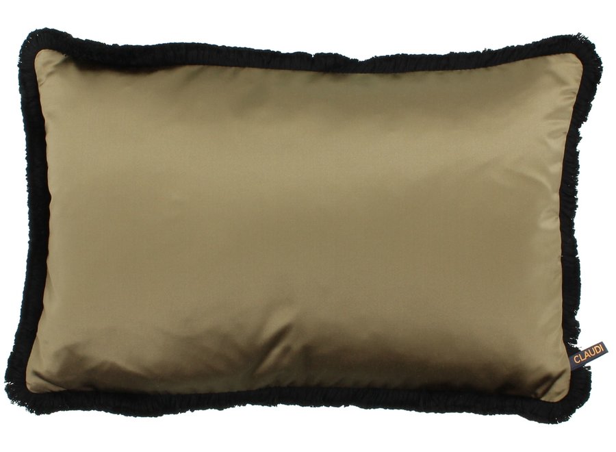 Decorative cushion Dafne Dark Gold (922) + Fringe Small Black