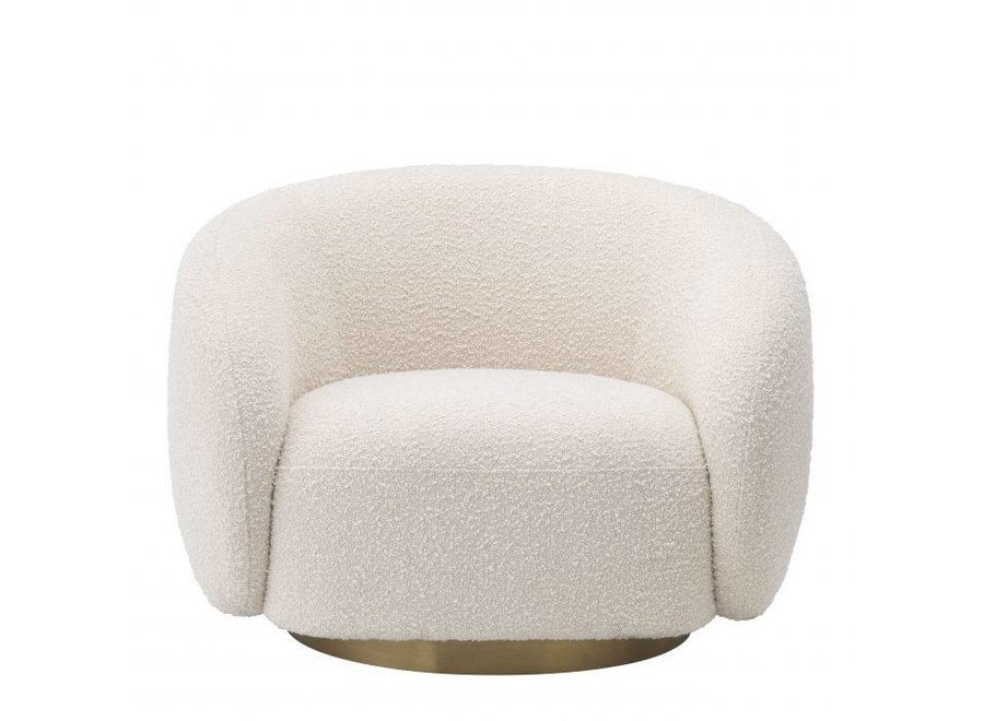 EICHHOLTZ Swivel armchair 'Brice' - Bouclé cream - Wilhelmina Designs