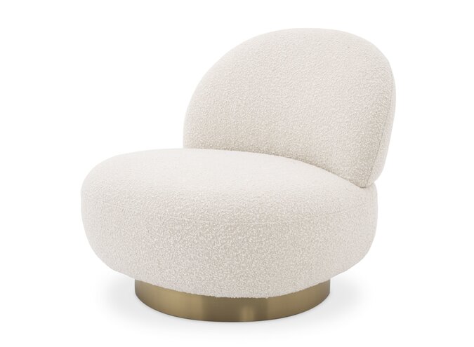 Swivel armchair Clément - Bouclé cream