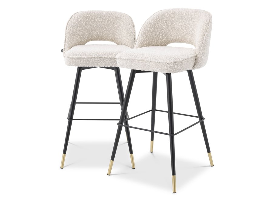 Chaise de bar 'Cliff' lot de 2 - Bouclé crème