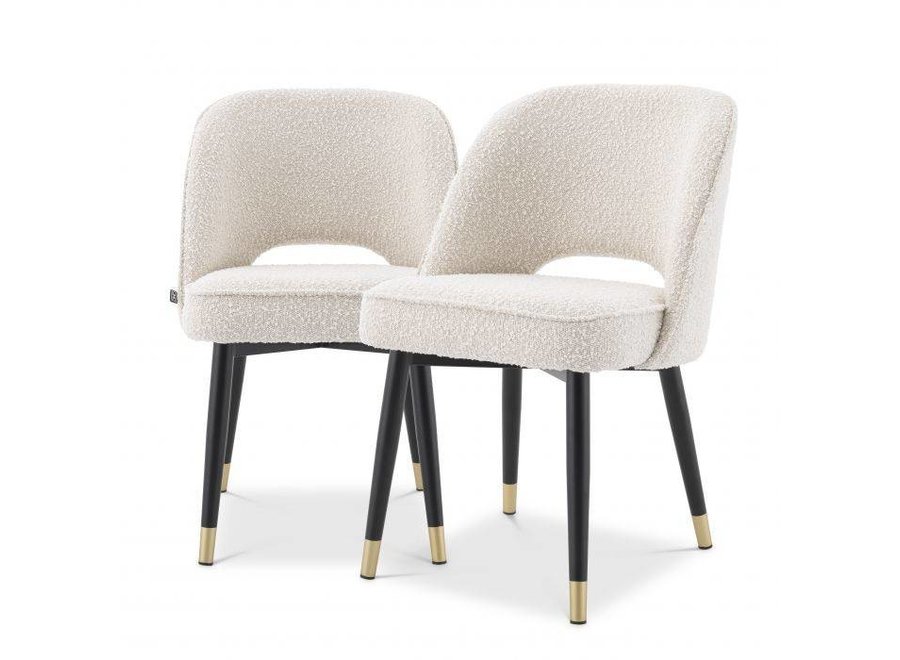 Dining chair 'Cliff' set of 2 - Bouclé cream