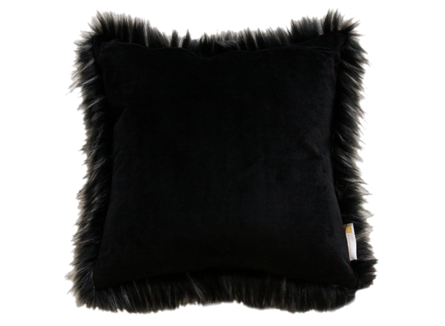 Fur cushion 'Ebony Plume'