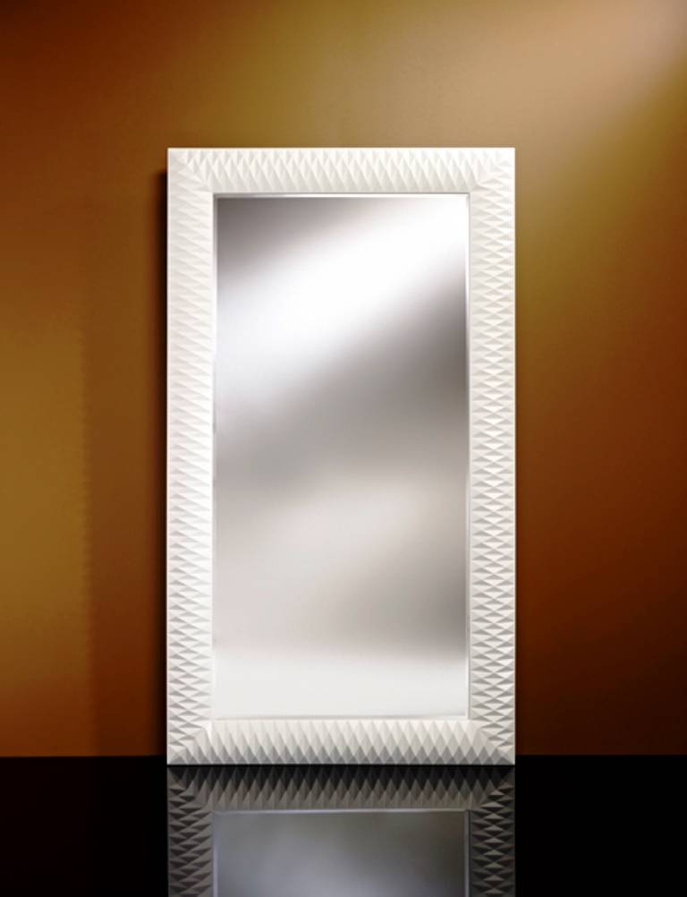 white framed mirror