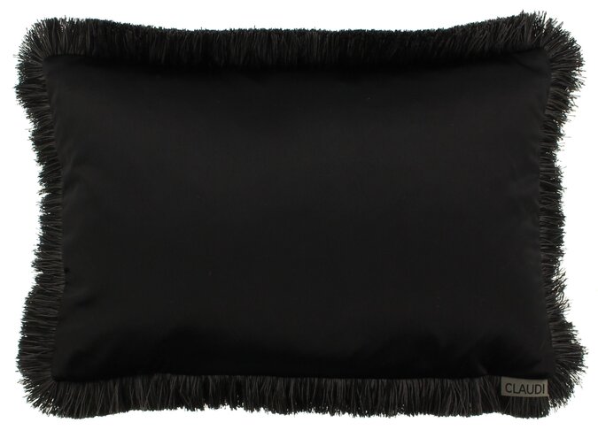 Coussin Dafne Black + Fringe Black/Taupe