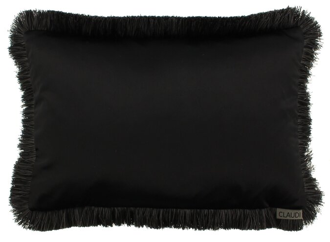 Cushion Dafne Black + Fringe Black/Taupe