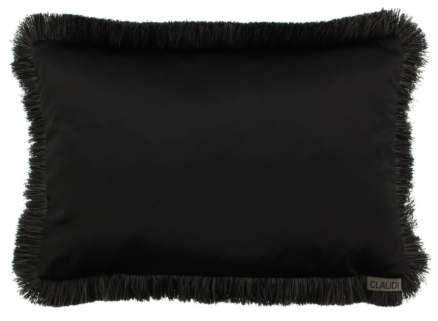 Decorative cushion Dafne Black + Fringe Black/Taupe
