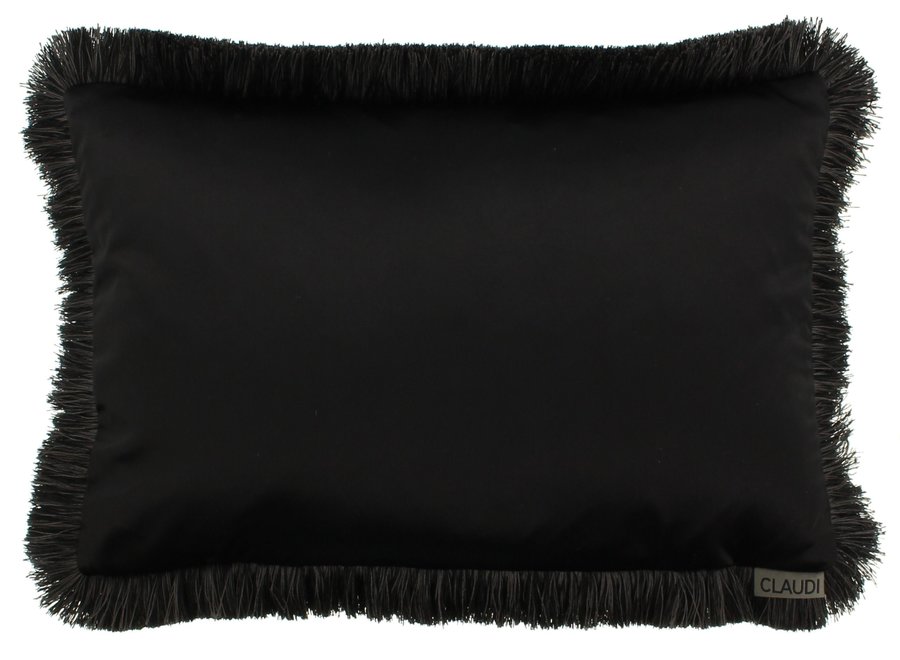 Coussin Dafne Black + Fringe Black/Taupe