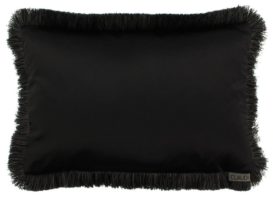 Cushion Dafne Black + Fringe Black/Taupe