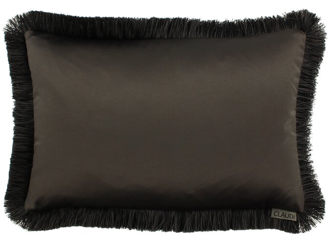 Coussin Dafne Dark Taupe + Fringe Black/Taupe