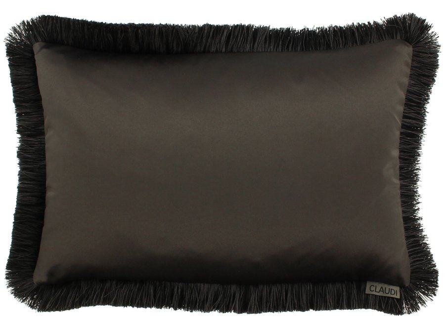 Decorative cushion Dafne  Dark Taupe + Fringe Black/Taupe