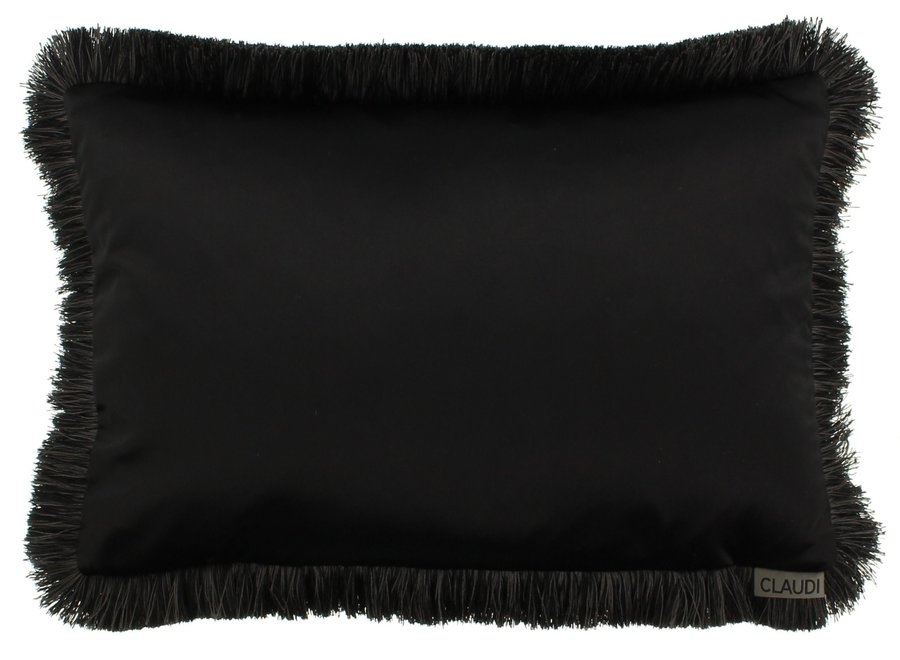 Decorative cushion Dafne Black + Fringe Black