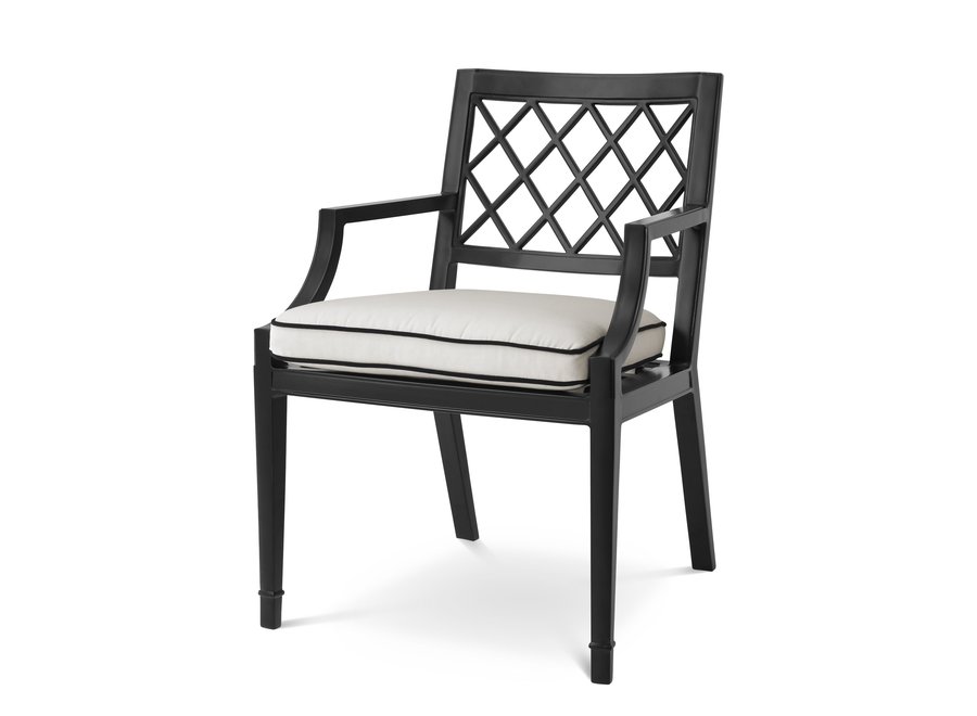 Outdoor  Dining chair 'Paladium'  with armrest - Black