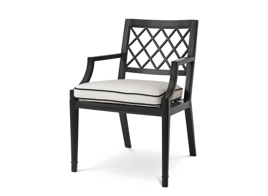 Outdoor Dining chair Paladium with armrest - Black
