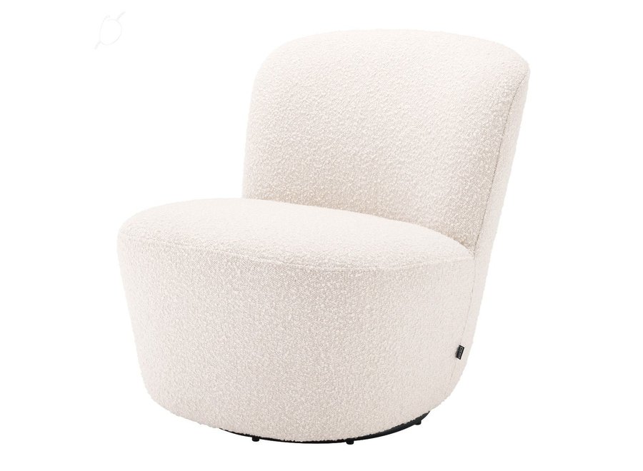 Fauteuil Pivotant 'Doria' - Bouclé cream