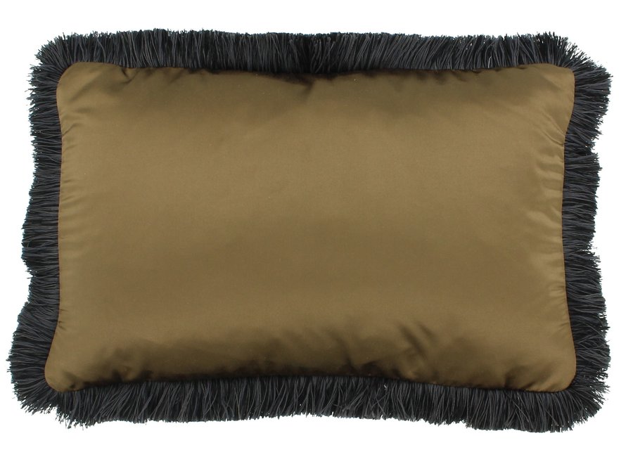 Decorative cushion Dafne Bronze + Fringe Black/Taupe