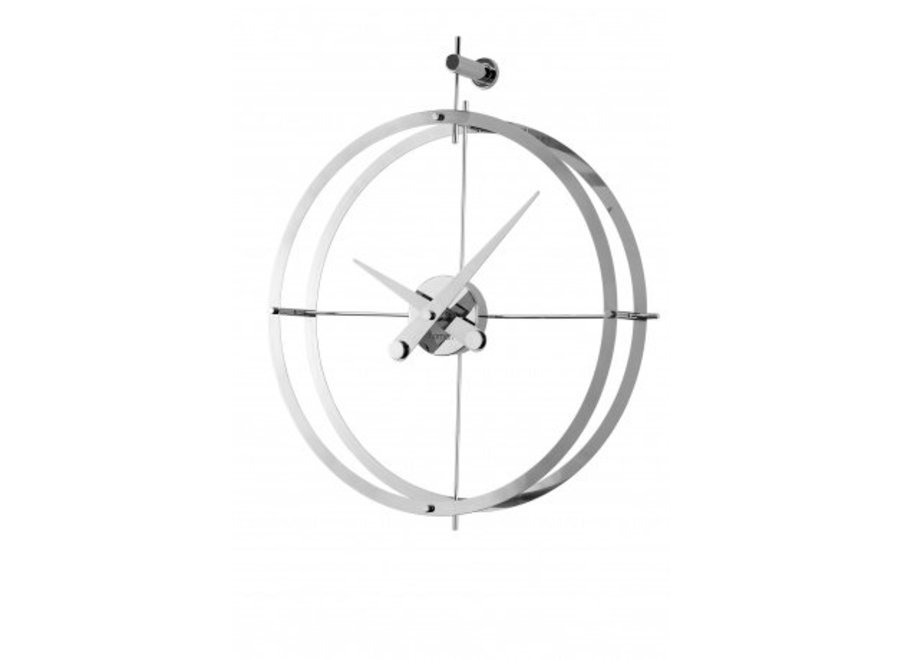 Design wandklok '2 puntos' verchroomd diameter 43cm