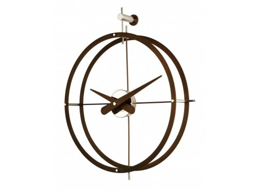 evenwichtig compact lichtgewicht Design wandklok '2 Puntos' calabo hout diameter 43cm - Wilhelmina Designs