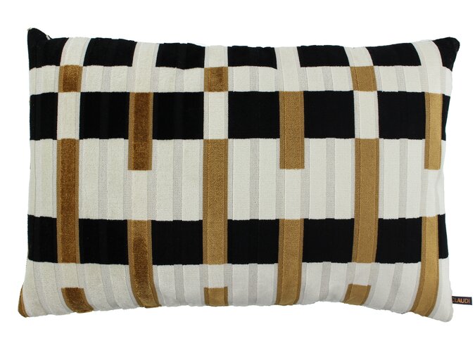 Cushion Nora Black, White & Gold