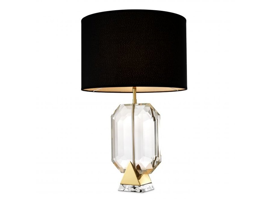 Table Lamp Emerald Gold, Glass Gem Table Lamp Antique Brass