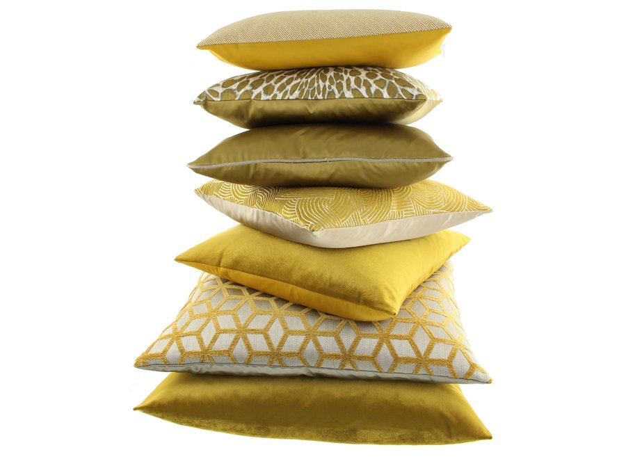 Coussin décoratif Dafne Mustard + Piping Sand