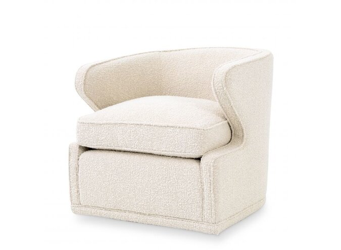 EICHHOLTZ Fauteuil pivotant 'Cupido' - Bouclé cream - Wilhelmina Designs