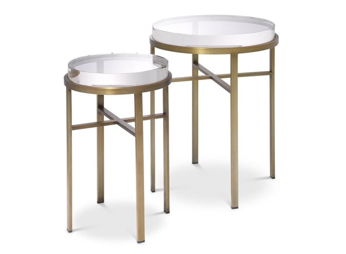 Table d'appoint Hoxton - Set of 2 - Brass/Clear Glass