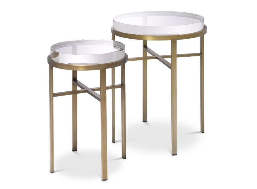 Table d'appoint Hoxton - Set of 2 - Brass/Clear Glass